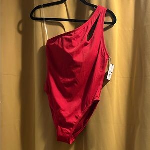 Shade & Shore Red One-Shoulder Swim One Piece